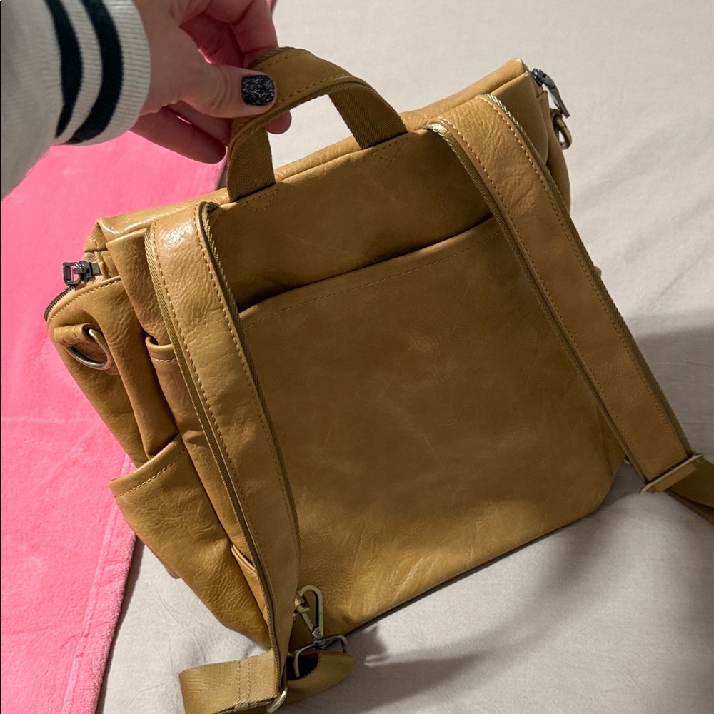 Tan vegan leather backpack or diaper bag - Picture 4 of 15